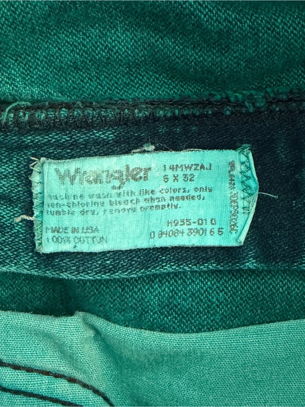 VTG 90s Wrangler Wedgie High Rise Cowgirl Jeans 14MWZ Teal Green Acid Wash 5x32 - Picture 6 of 8